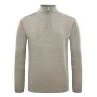 Military grey color high neck with short zipper design wool sweater