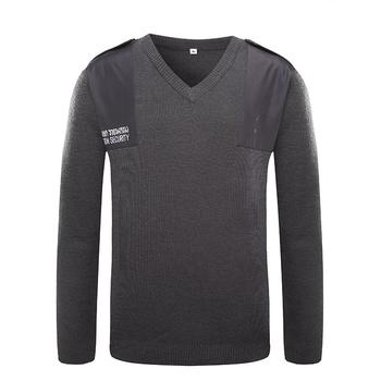 Military dark grey color V neck customized Georgia police wool sweater