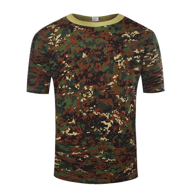 Military digital jungle camo cotton material OEM round neck T shirt