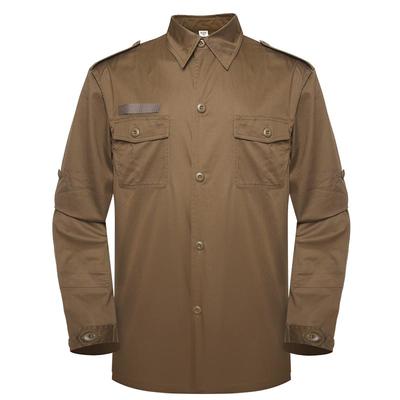 Military officer khaki color two pockets with epaulets long sleeves shirt