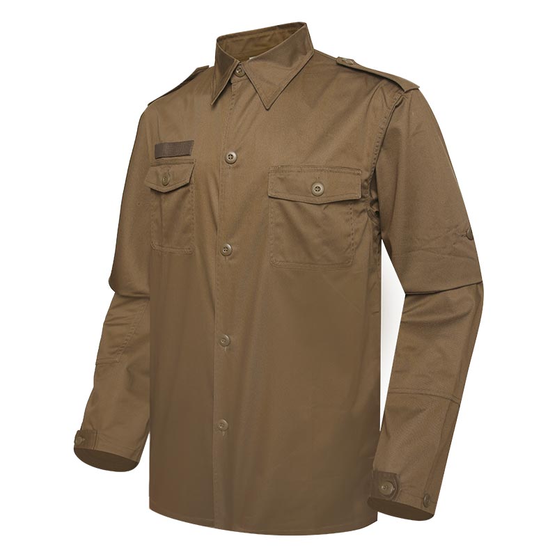 Military Officer Khaki Color Two Pockets With Epaulets Long Sleeves ...