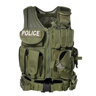 600D Polyester Oxford Fabric SWAT Police Multifunctional Military Tactical Vest with Magazines Pouches Pistol Holster Belt TV15