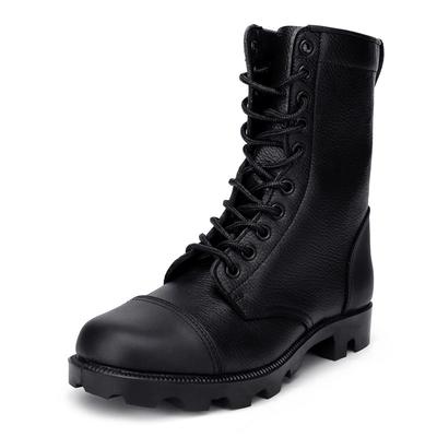 Black embossed leather army boots military boots tactical vulcanized black combat boots MB21