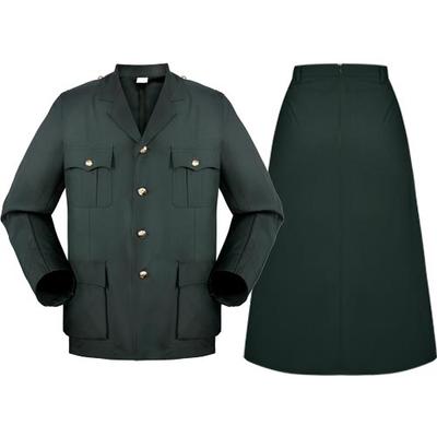 Military Olive green office woman woolen skirt suit