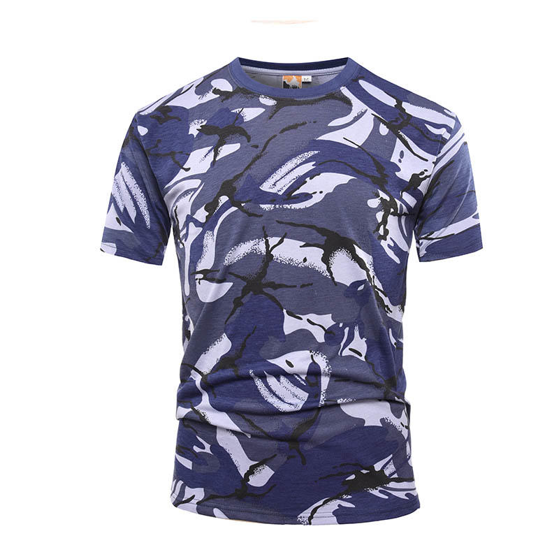 Military blue camo 100% cotton 160 gsm OEM knited T shirt-2