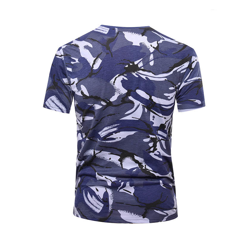 Military blue camo 100% cotton 160 gsm OEM knited T shirt-3