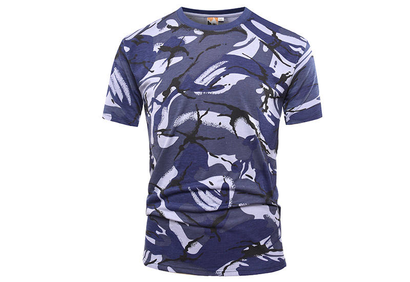 Military blue camo 100% cotton 160 gsm OEM knited T shirt-1